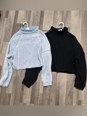 Aerie Set of 2 Cropped Ribbed Turtleneck Sweatshirts